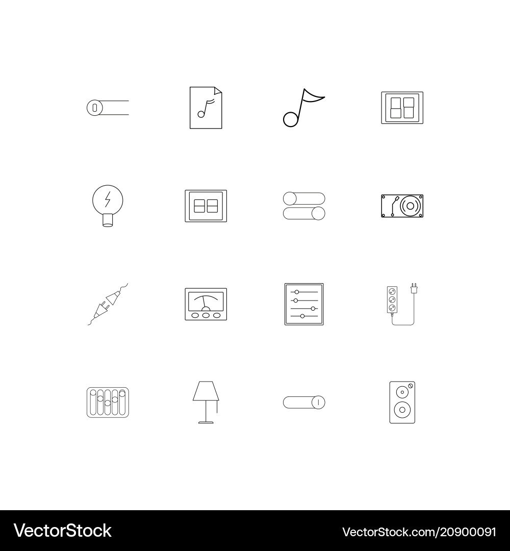 Electrical linear thin icons set outlined simple vector image