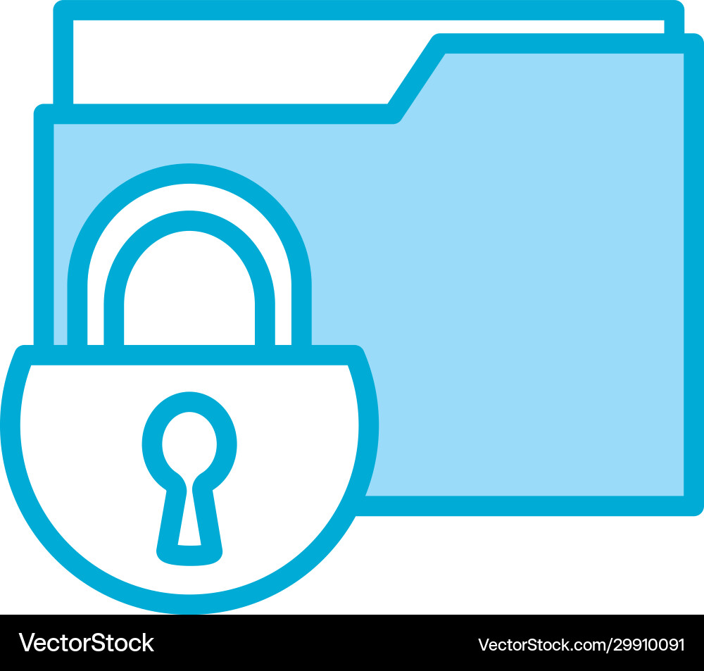 Isolated padlock and file line fill style icon vector image