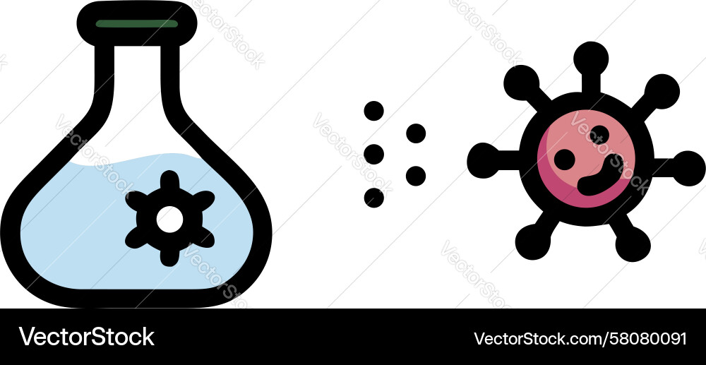 Laboratory Flask with Virus Icon Vector Image