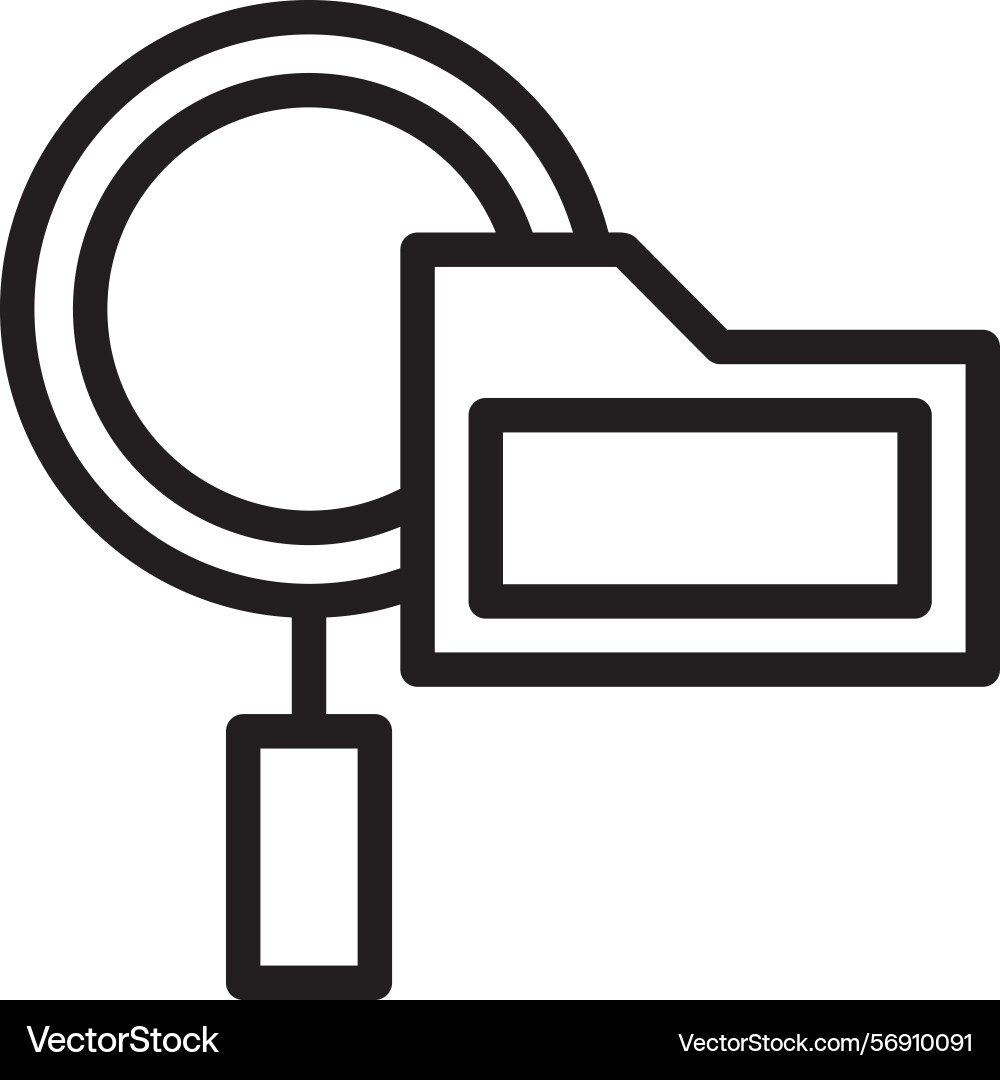 Magnifying glass and folder linear style icon vector image