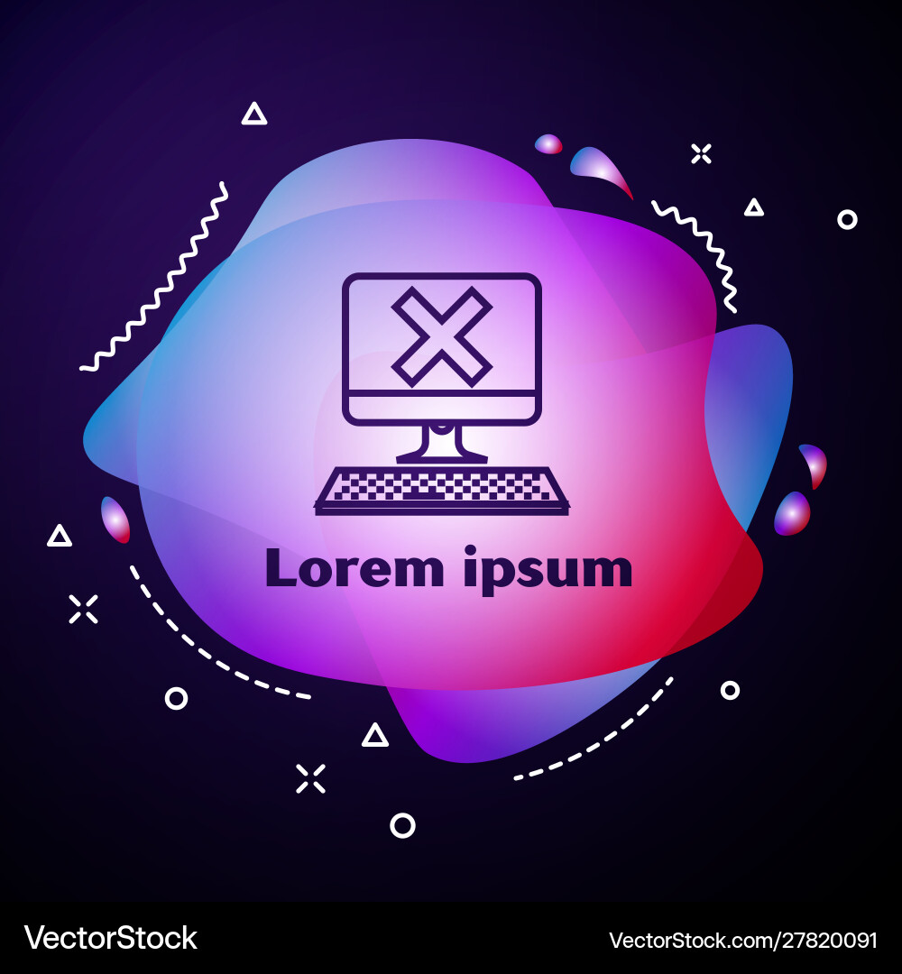 Purple line computer with keyboard and x mark icon Vector Image