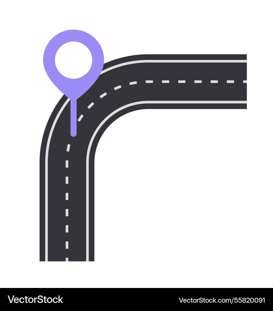 Road curve with location pin Road curve with location pin vector image