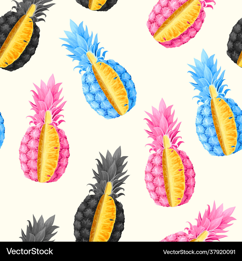 Seamless pattern with high detailed ananas Vector Image