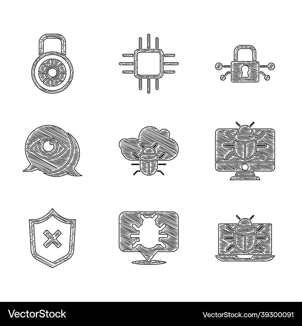 Set system bug on a cloud monitor shield Set system bug on a cloud monitor shield vector image