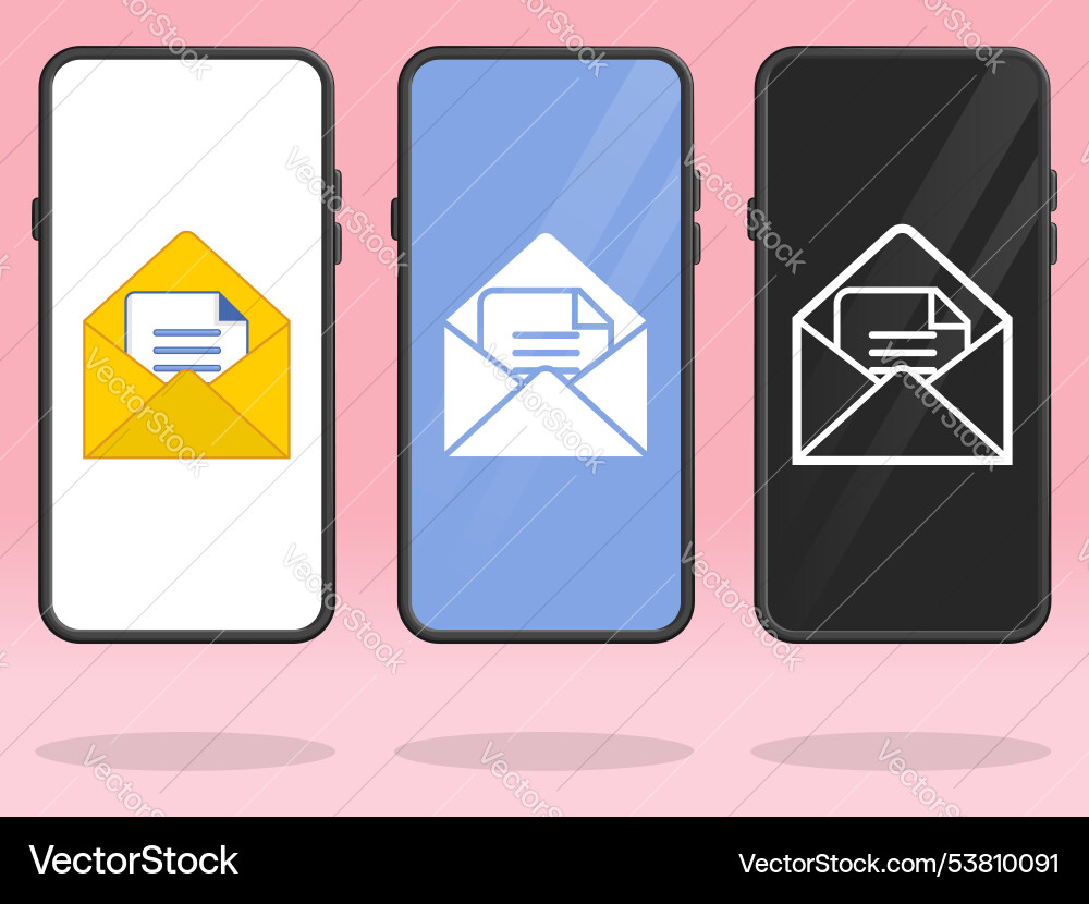 Smartphone email attachment file inside envelope vector image