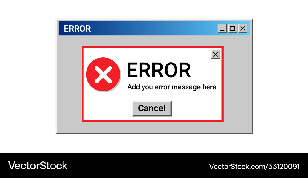 System error screen message with icon computer vector image