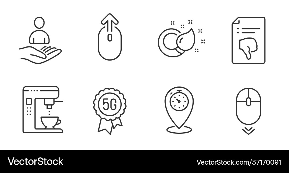 Timer coffee maker and swipe up icons set scroll Timer coffee maker and swipe up icons set scroll vector image