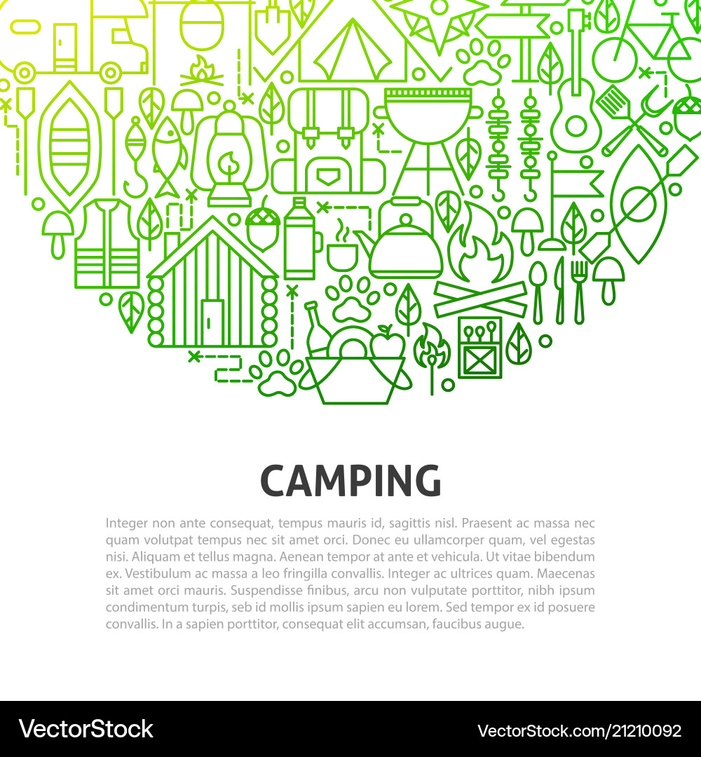 Camping line concept Royalty Free Vector Image