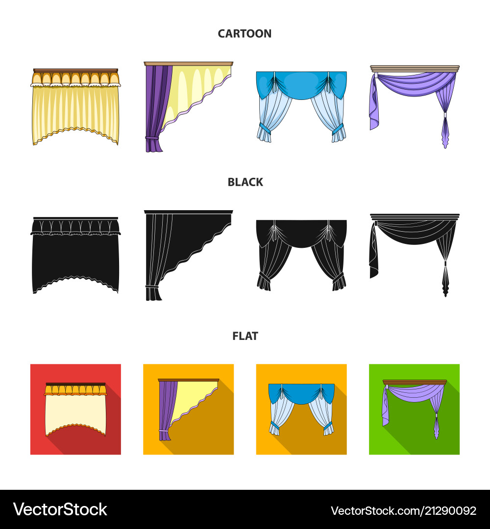 Different types of window curtainscurtains set Vector Image