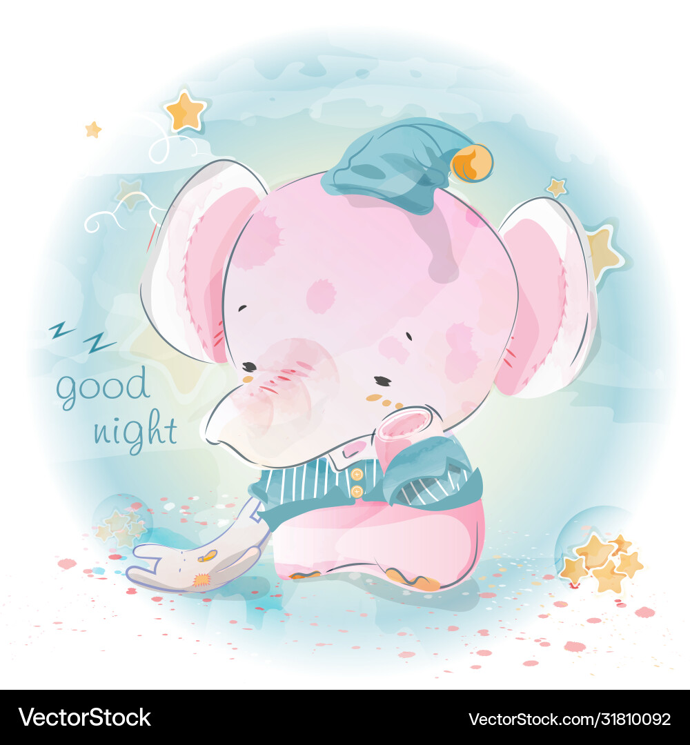 Doodle Elefant Malerei Aquarell in Blumen Doodle Elefant Malerei Aquarell in Blumen vektorbild