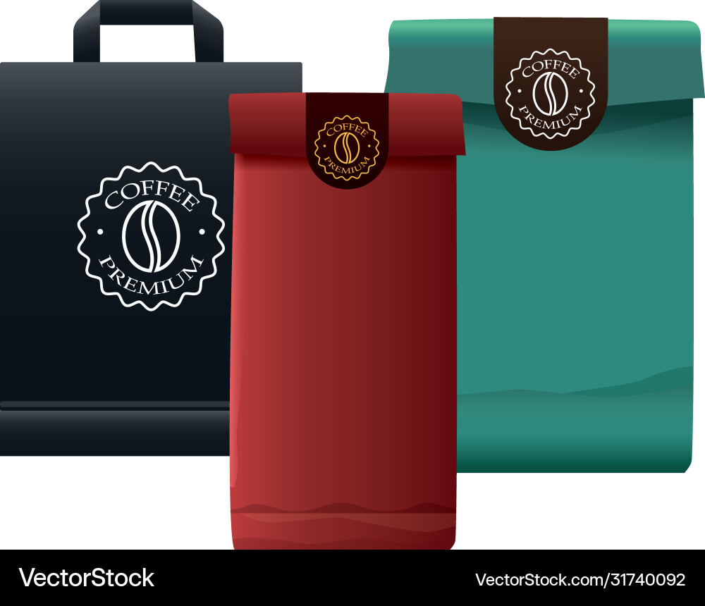Elegant colors coffee paper bags packings products Elegant colors coffee paper bags packings products vector image