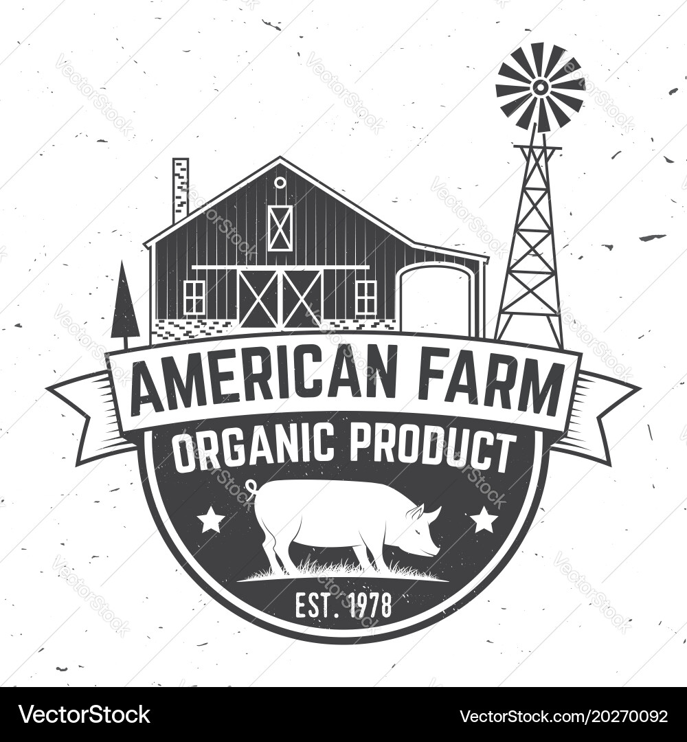 Farm Pig Badge - Pork Label Vector Image