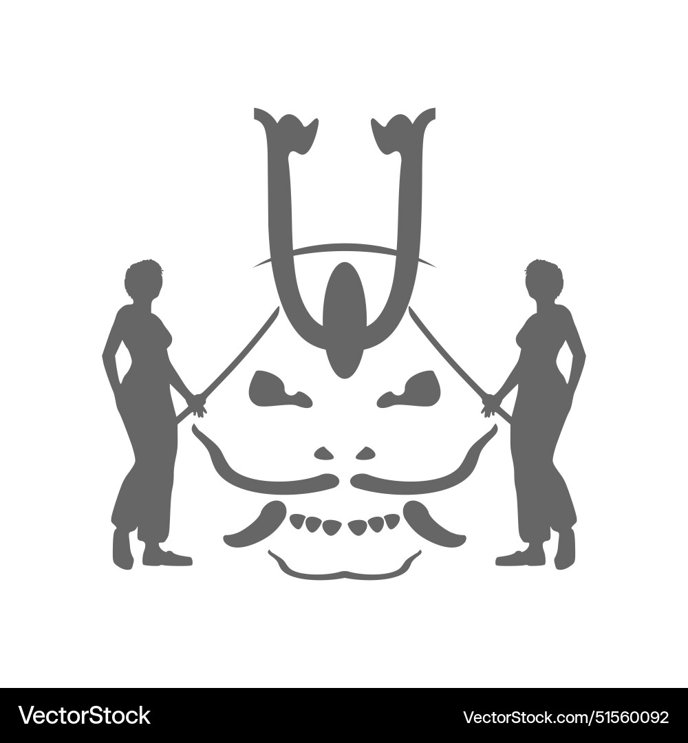 Optical illusion women with katana swords make Optical illusion women with katana swords make vector image