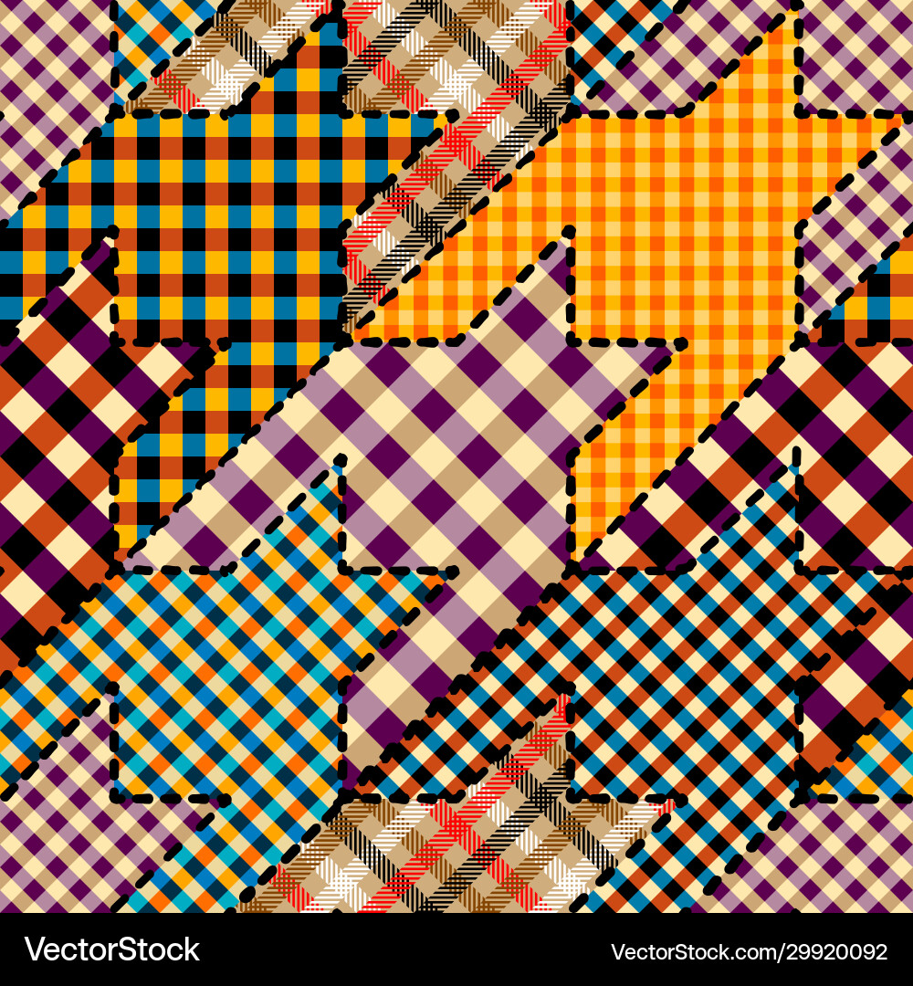 Patchwork textile pattern seamless quilting Patchwork textile pattern seamless quilting Vector Image