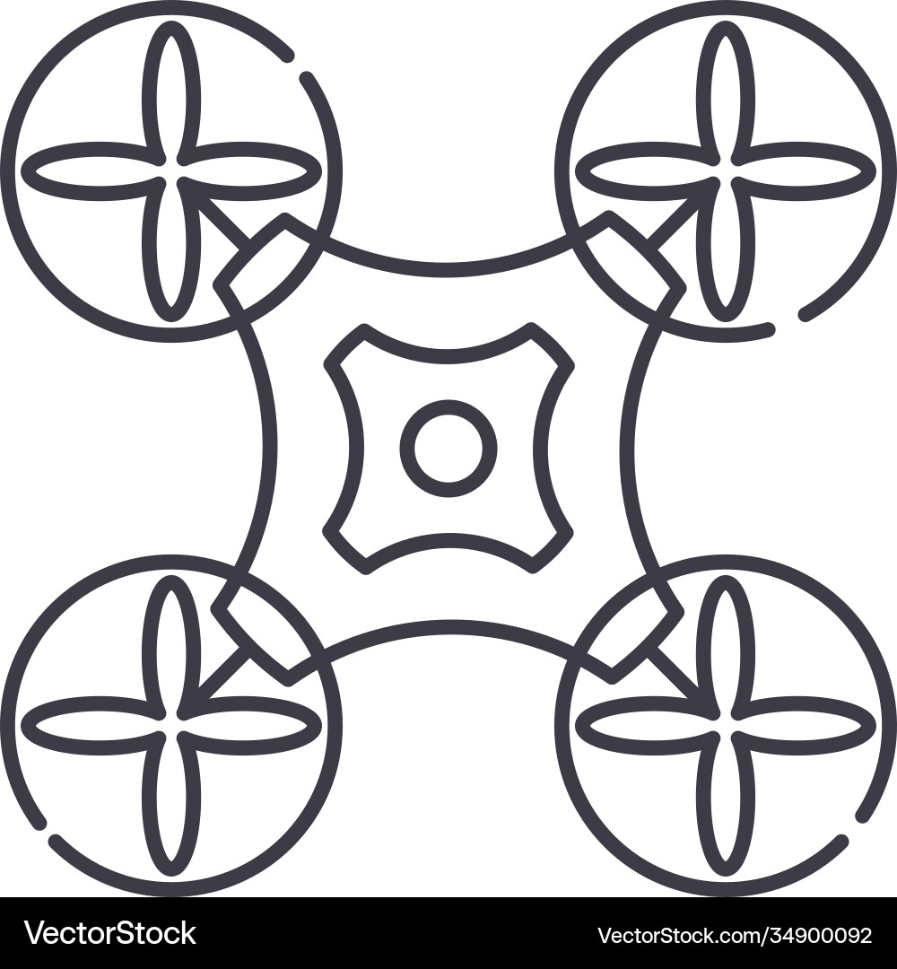 Quadcopter icon linear isolated Vector Image
