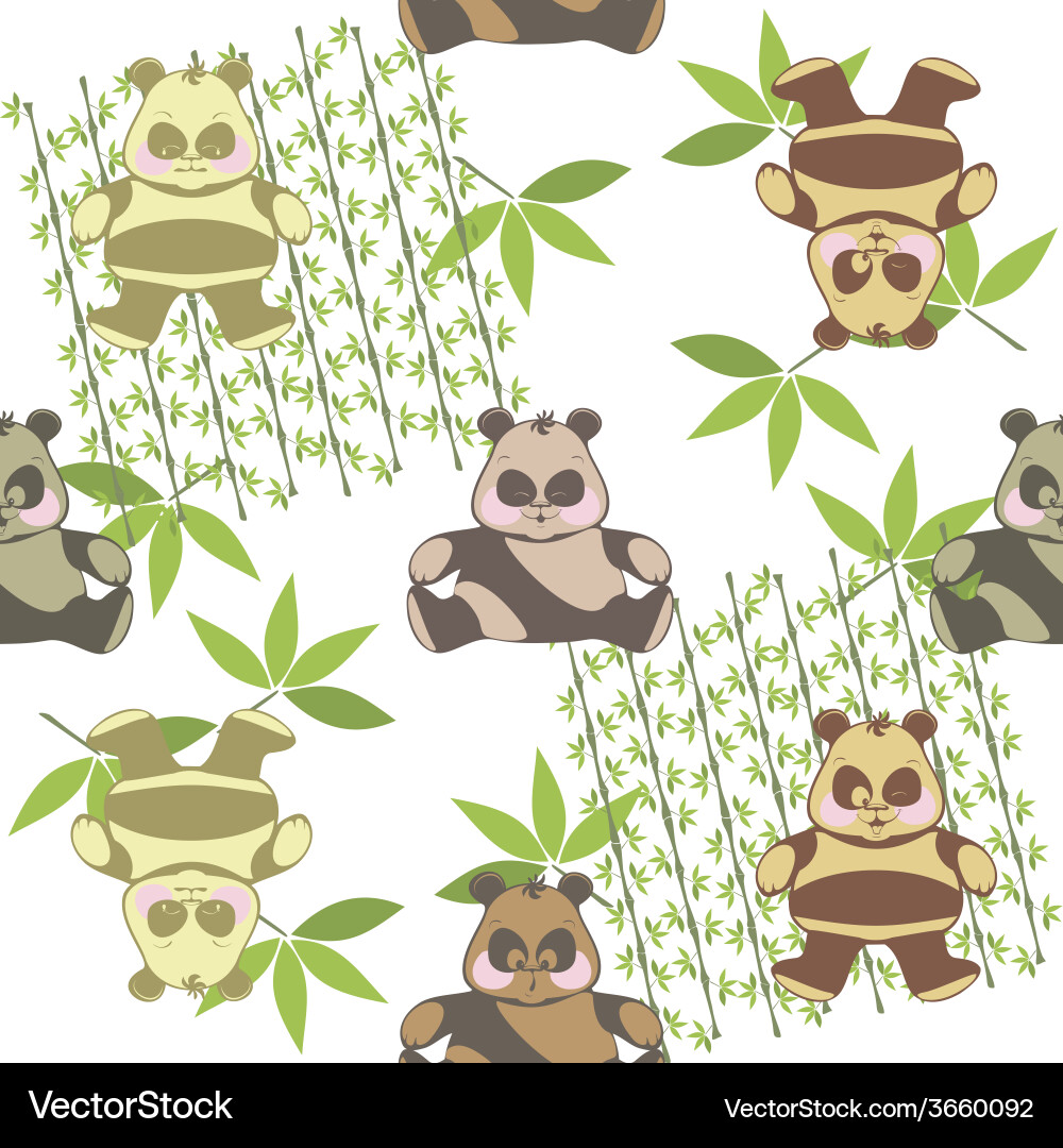 Seamless background from a different funny pandas Vector Image