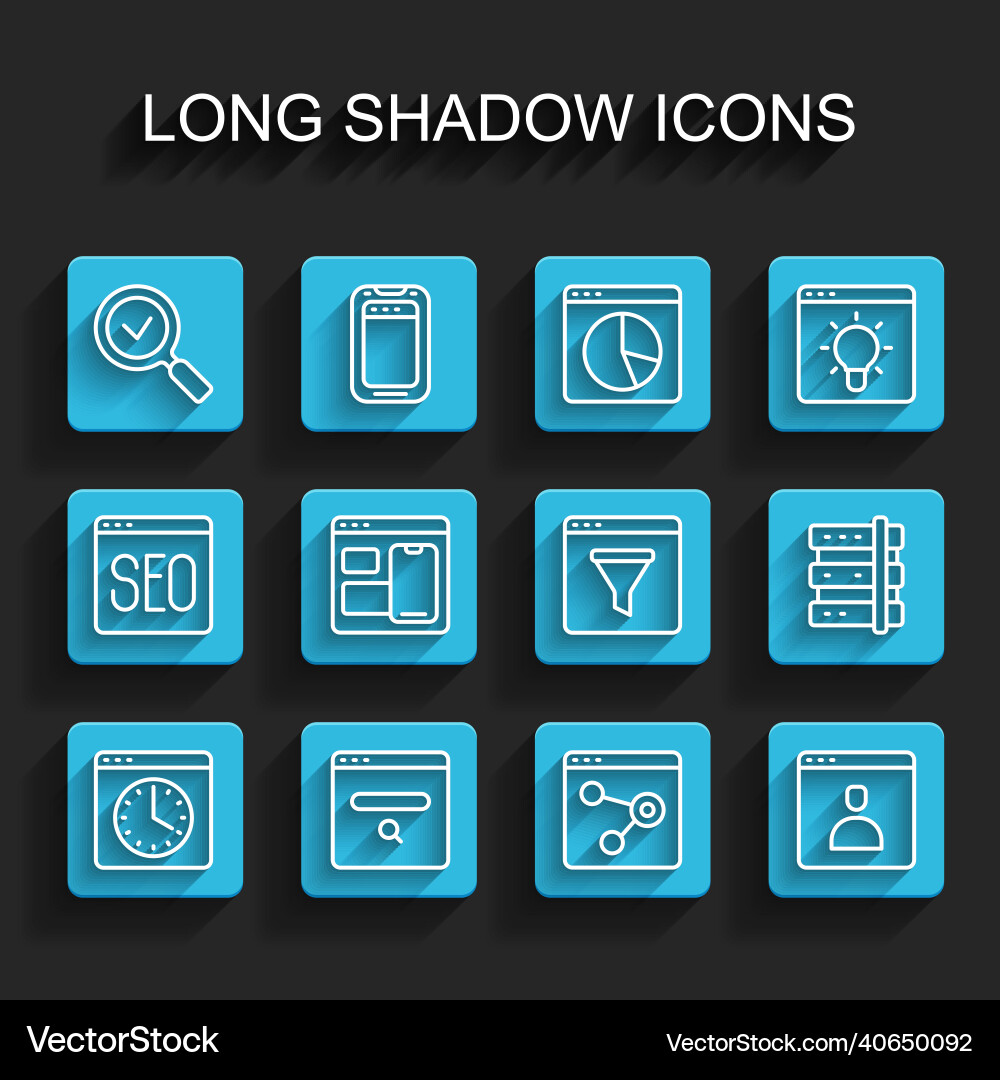 Set line browser window search engine magnifying Set line browser window search engine magnifying vector image