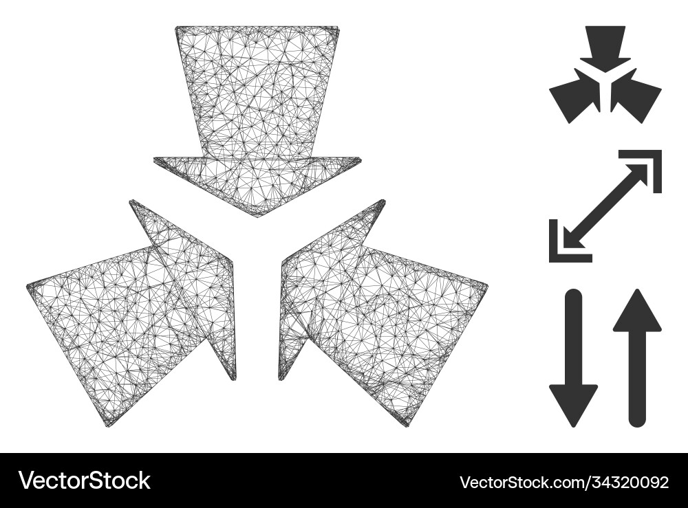 Shrink arrows polygonal web mesh Vector Image