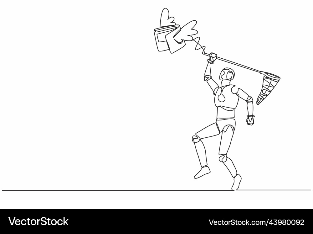 Single continuous line drawing robot try Single continuous line drawing robot try vector image
