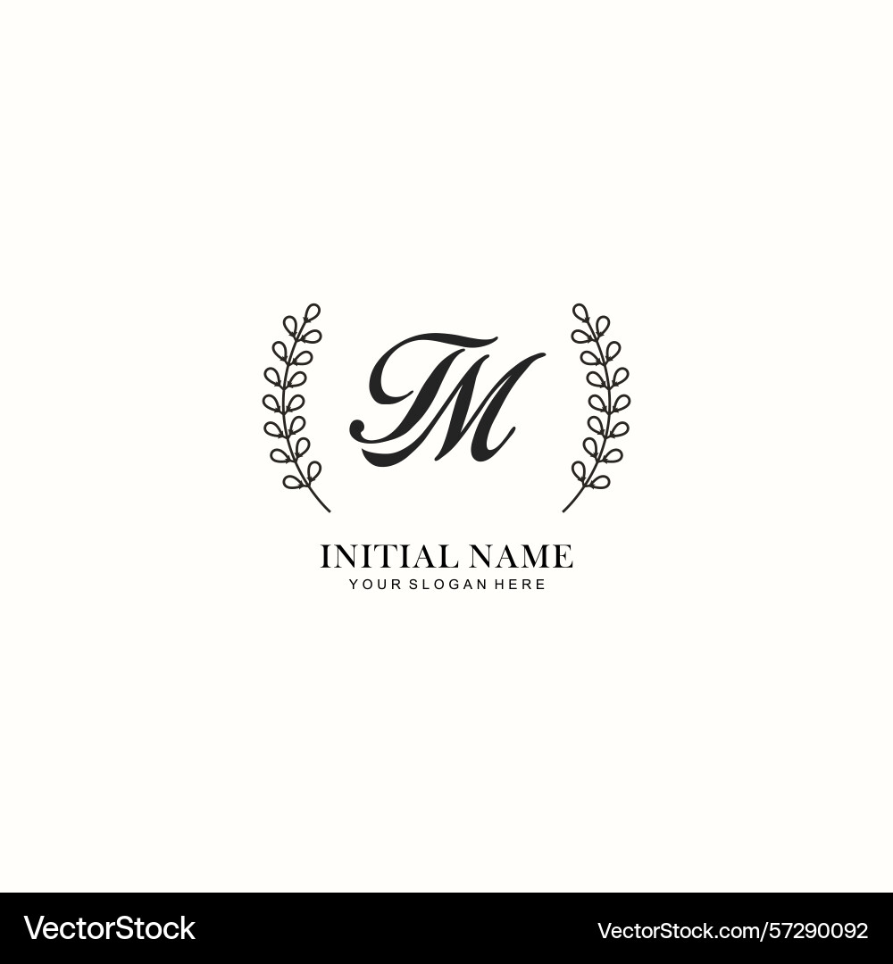 Tm initial logo templates with botanical elements Tm initial logo templates with botanical elements vector image
