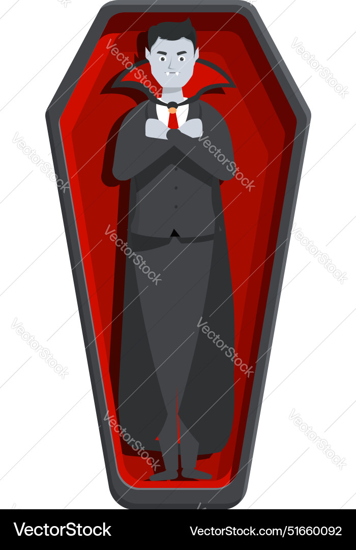 Vampire count dracula character standing in coffin Vector Image