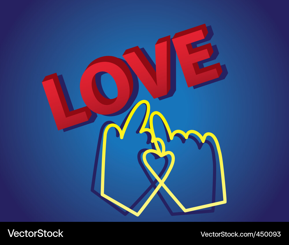 3d love text with cursor Vector Image