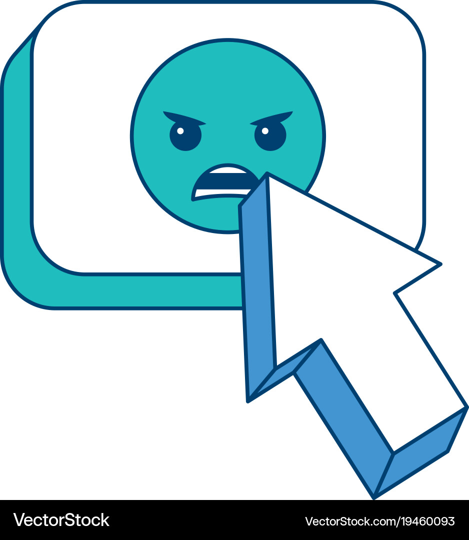 Arrow cursor with emoticon angry button icon vector image