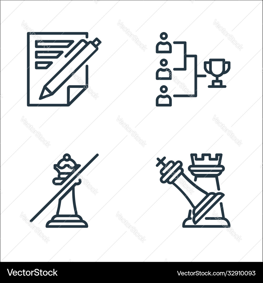 Chess game line icons linear set quality Chess game line icons linear set quality Vector Image