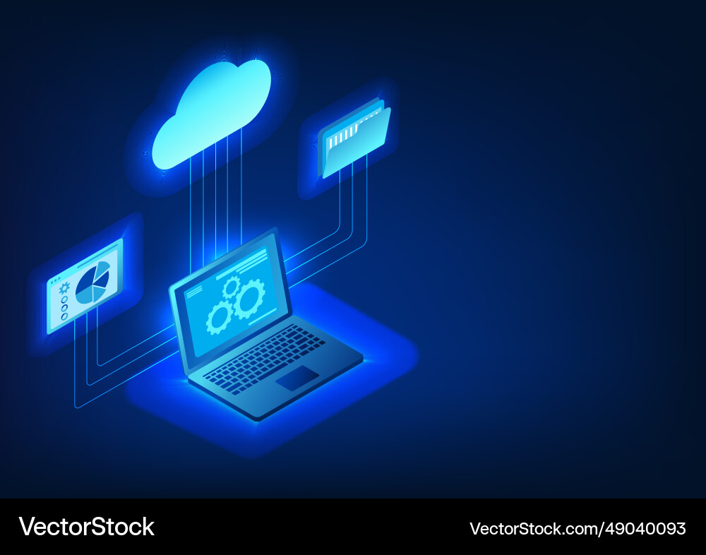 Cloud technology computers that transfer data Cloud technology computers that transfer data vector image