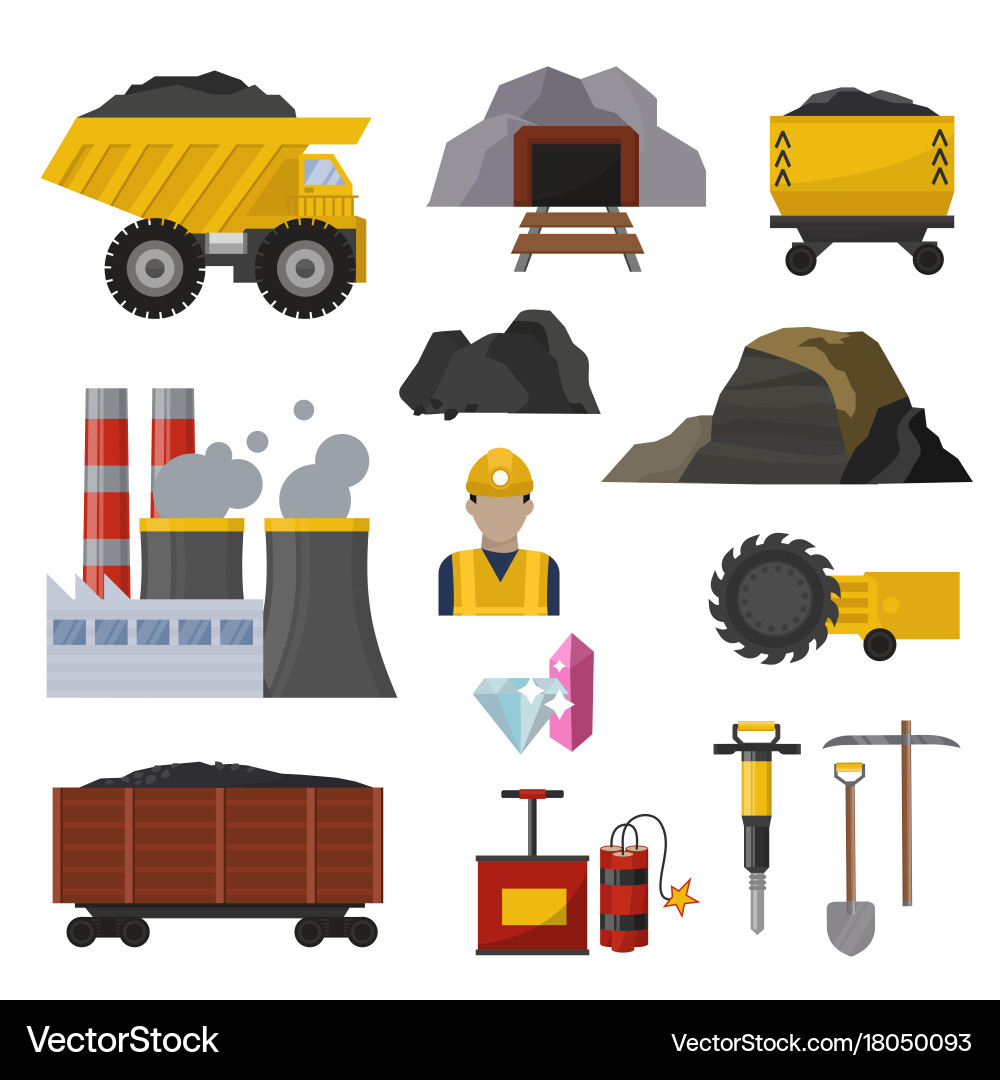 Coal extraction production mining heavy industry vector image