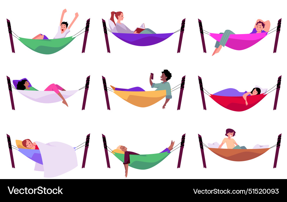 Collection of isolated characters lying Vector Image