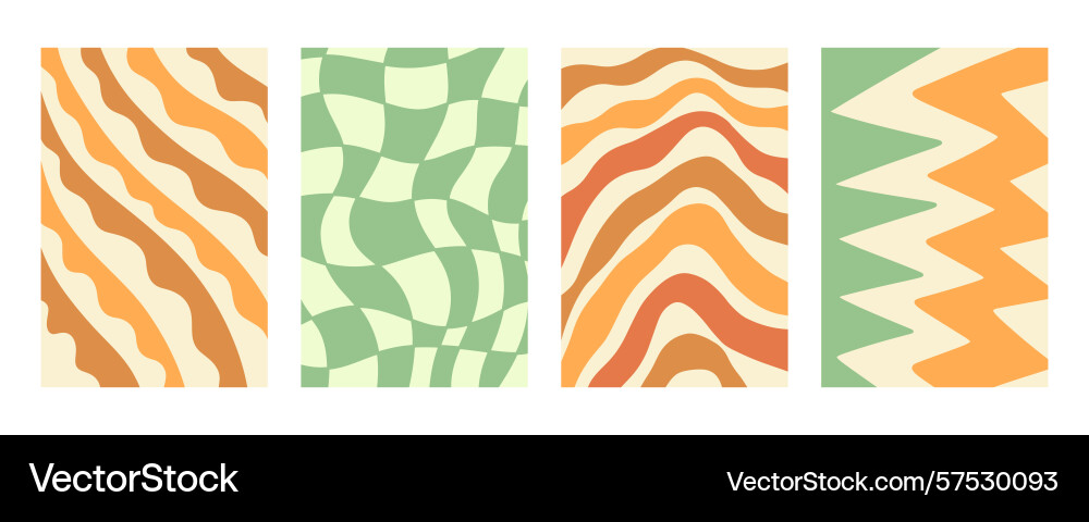 Distorted wavy retro patterns background set Distorted wavy retro patterns background set vector image