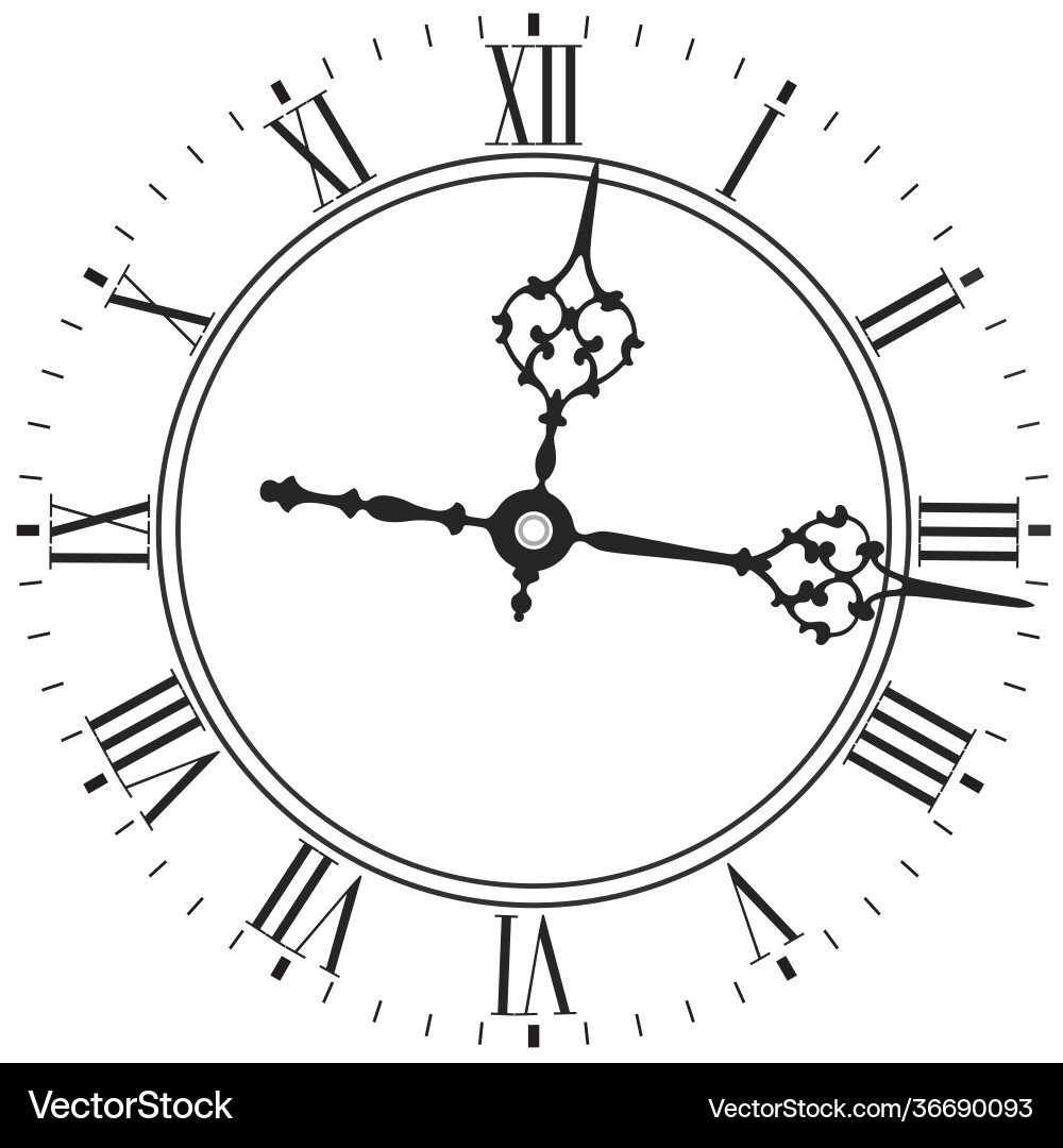Elegant clock face with roman numerals vector image
