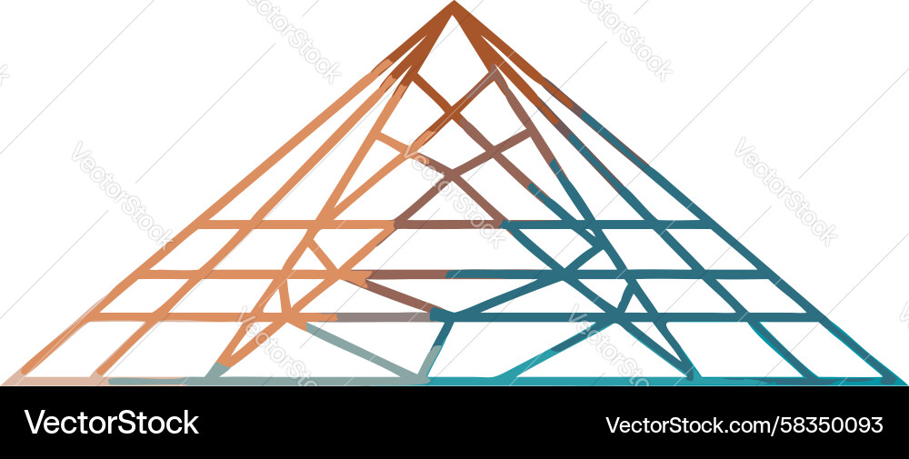 Gradient Pyramid Wireframe Abstract Vector Image