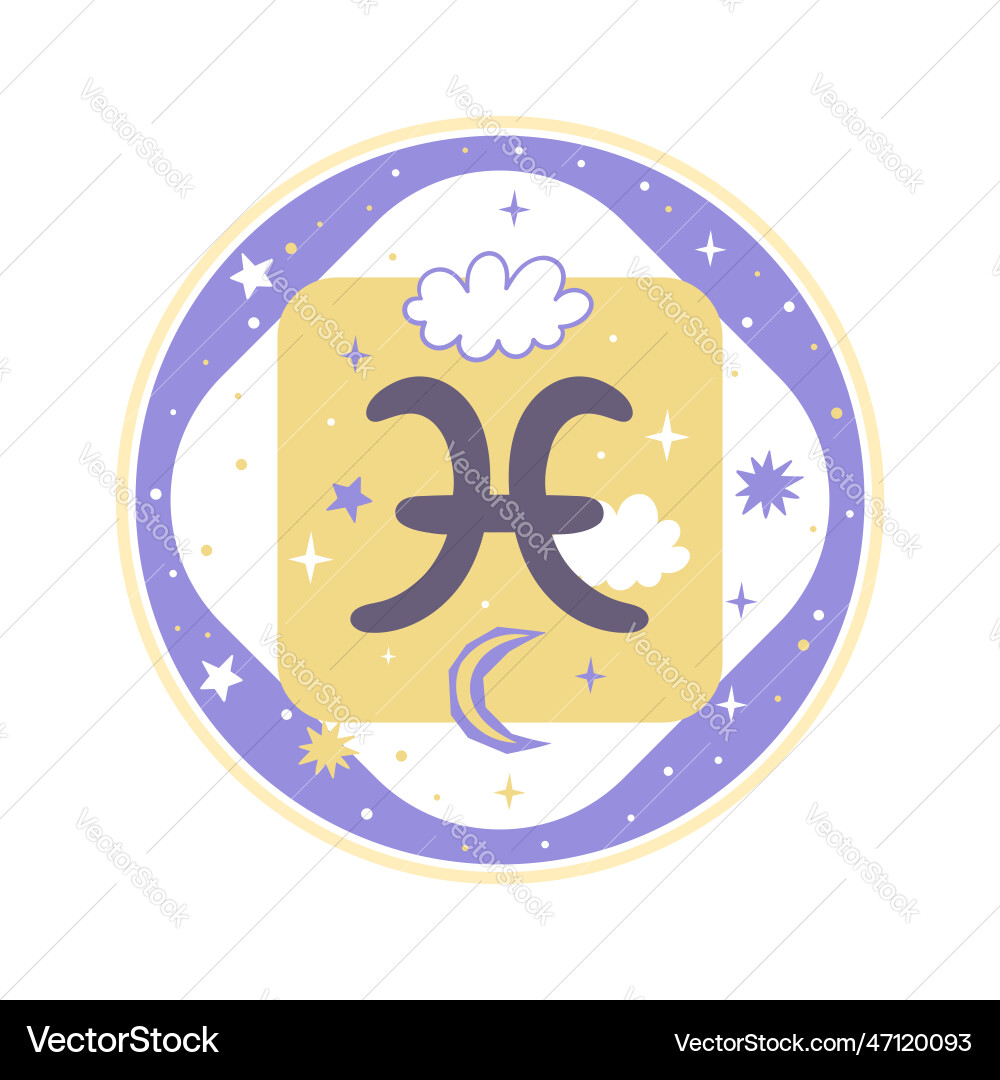 Horoscope element pisces zodiac sign grap Horoscope element pisces zodiac sign grap vector image