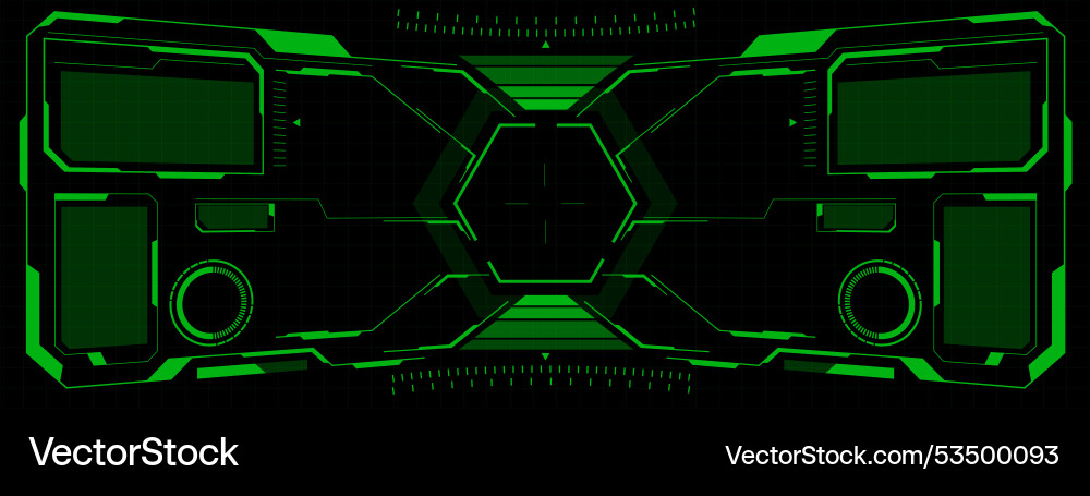 Hud sci-fi interface screen view green circular Hud sci-fi interface screen view green circular vector image