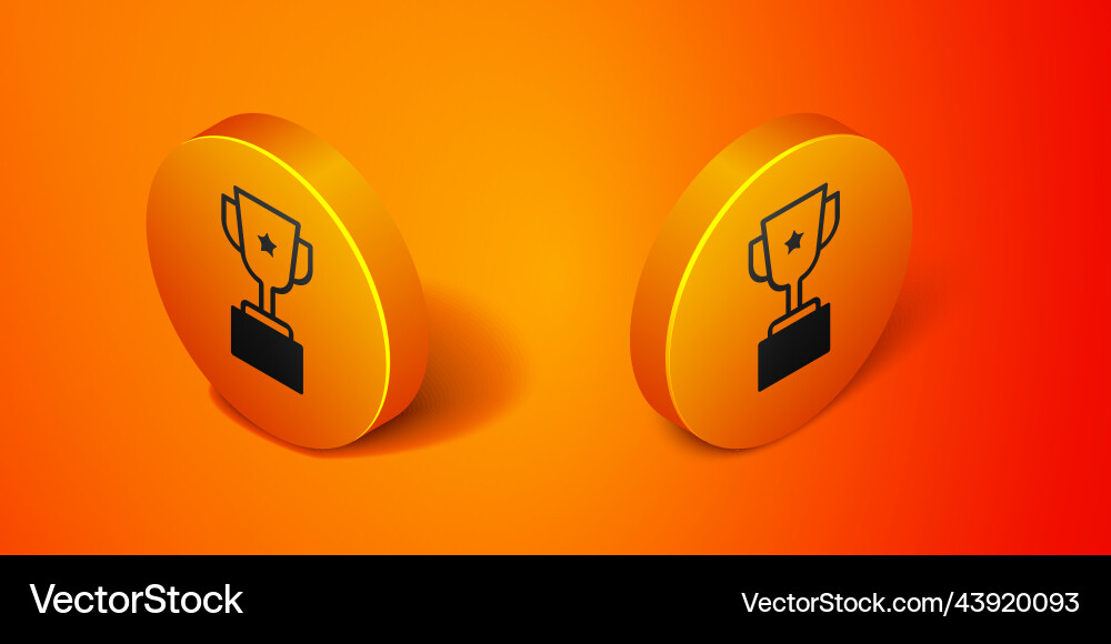 Isometric award cup icon isolated on orange Isometric award cup icon isolated on orange vector image
