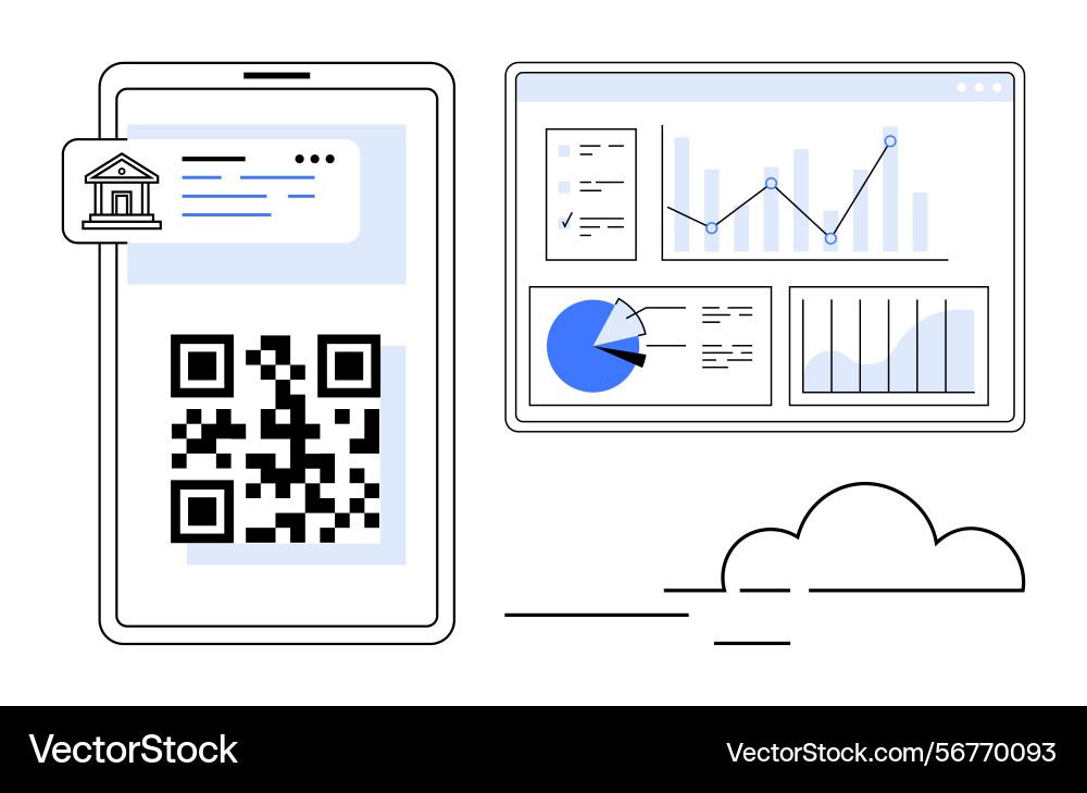 Qr code payment and data analytics dashboard Qr code payment and data analytics dashboard vector image