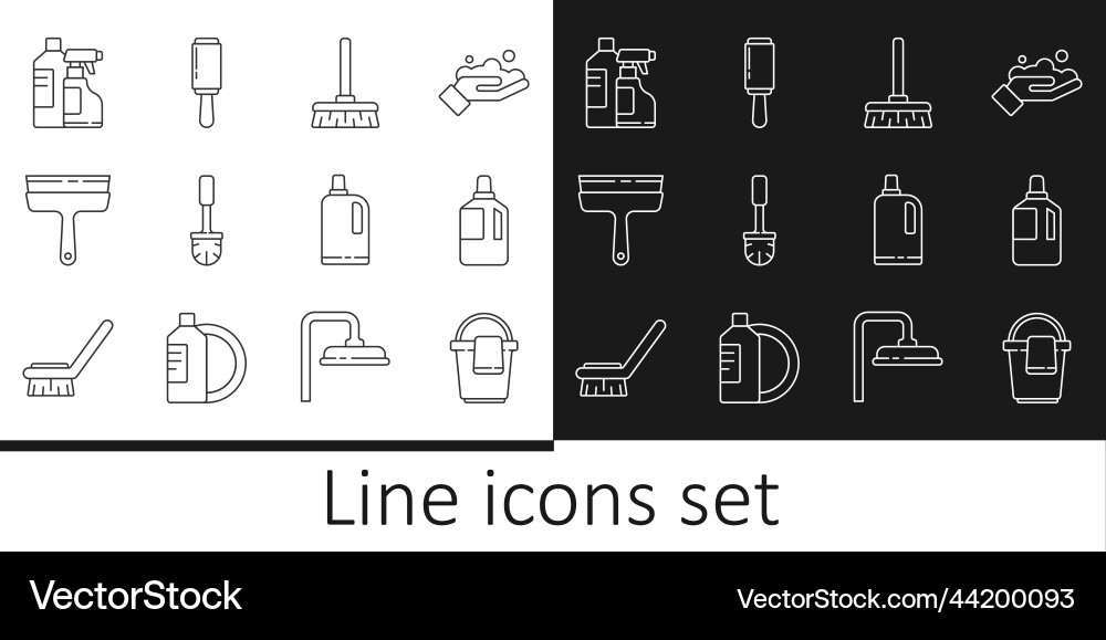 Set line bucket with rag fabric softener handle Set line bucket with rag fabric softener handle Vector Image