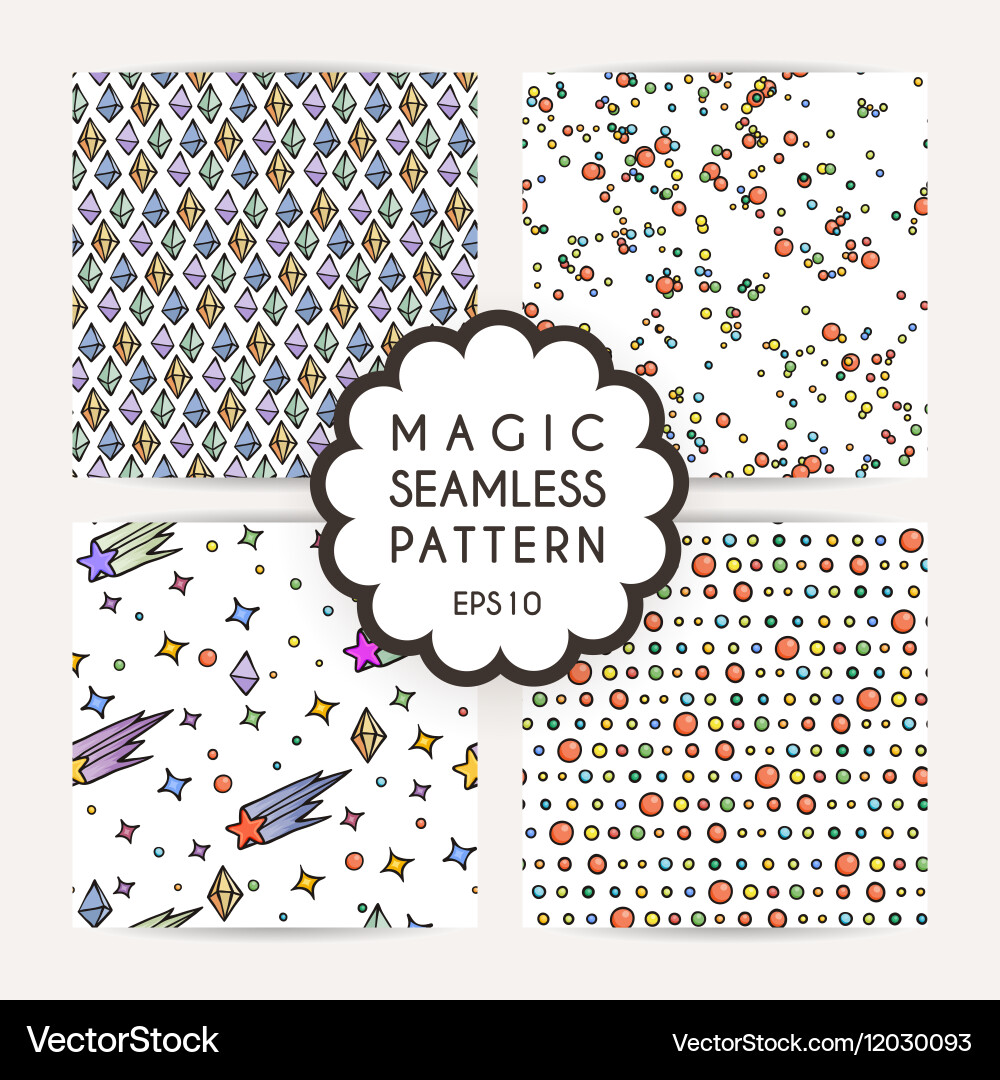 Set of simple seamless patterns with hand drawn vector image