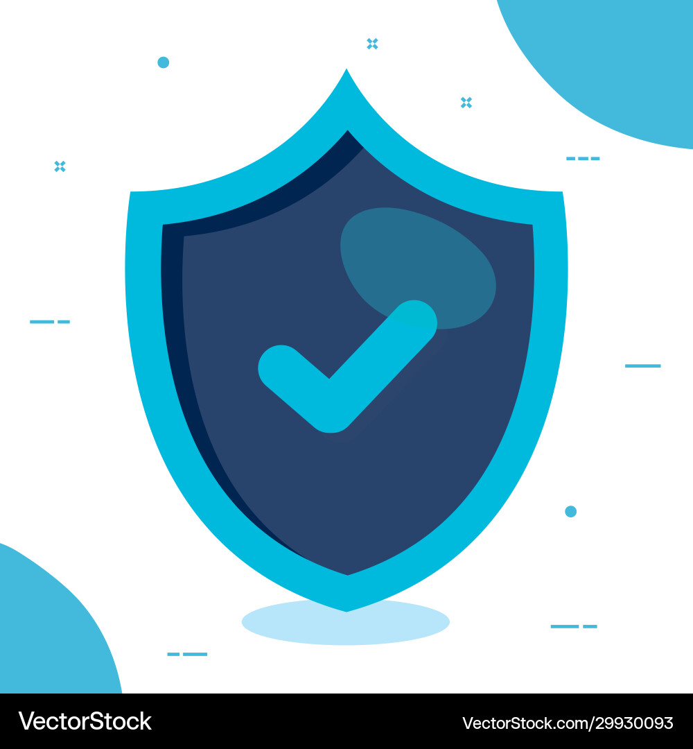 Shield with check mark security system vector image