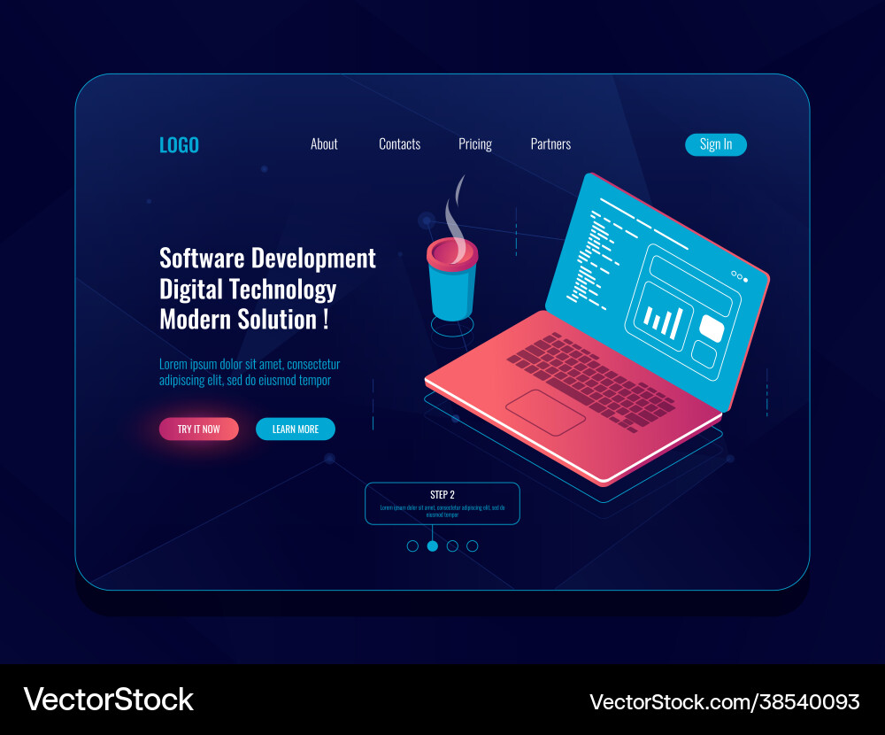 Software development isometric programming Software development isometric programming vector image