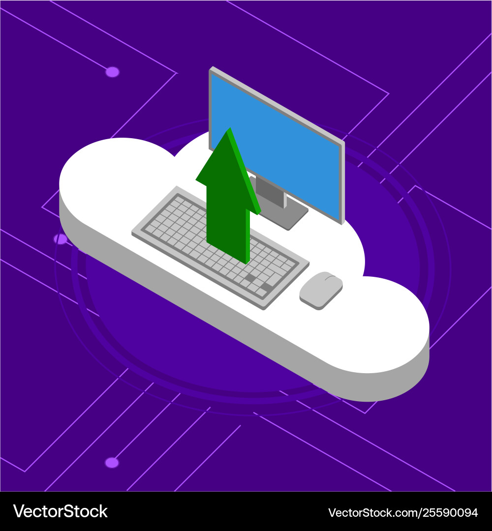 3d cloud computing icon connected to a computer Vector Image