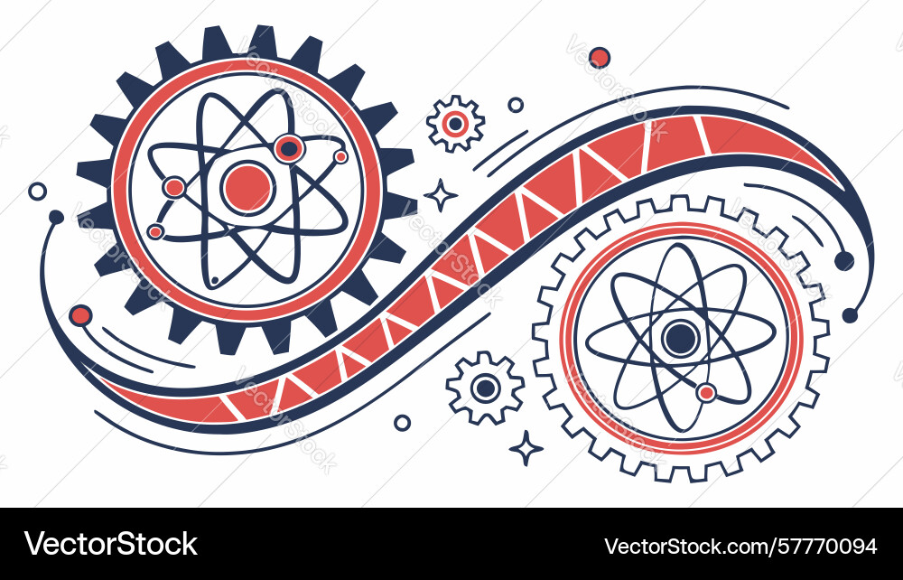Abstract of gears and atomic structures design Vector Image
