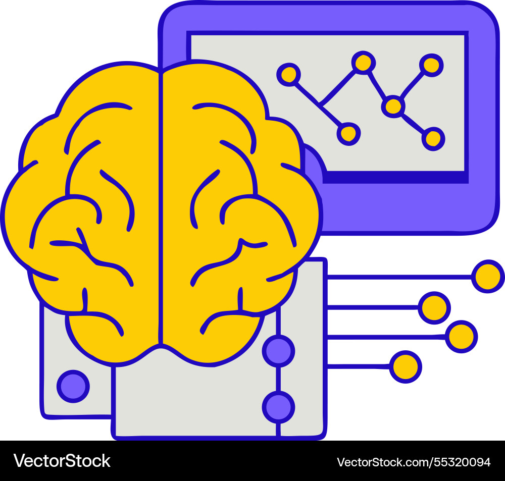 Ai brain computing analysis Vector Image
