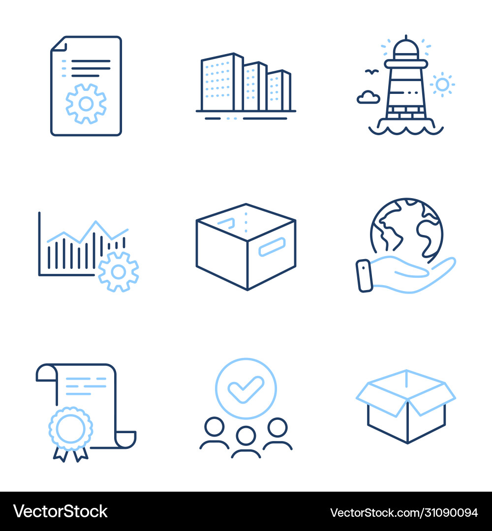 Buildings technical documentation and lighthouse Vector Image
