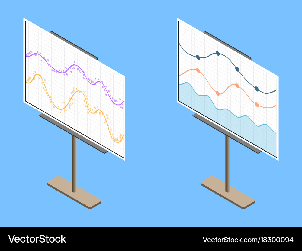 Business chart board set of graphs data vector image