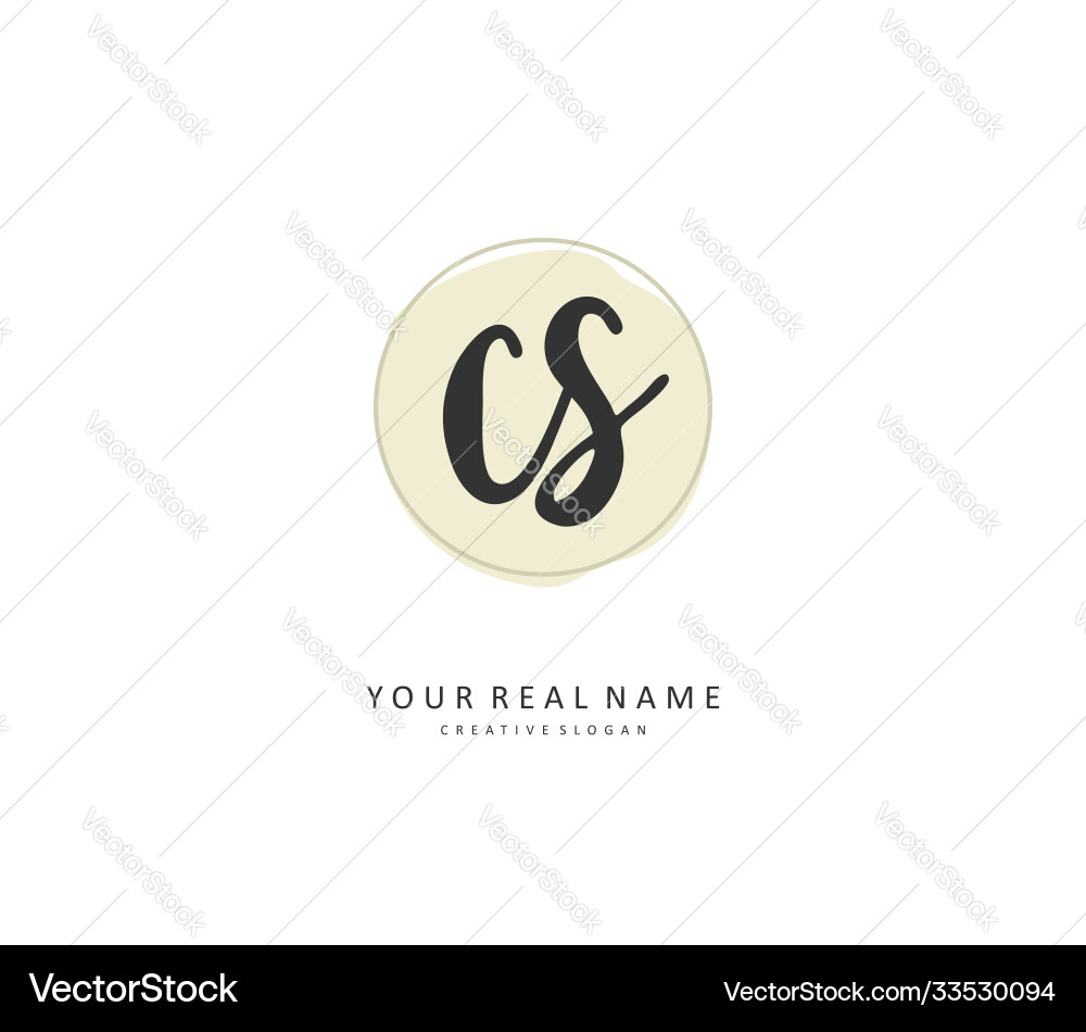 C s cs initial letter handwriting and signature vector image
