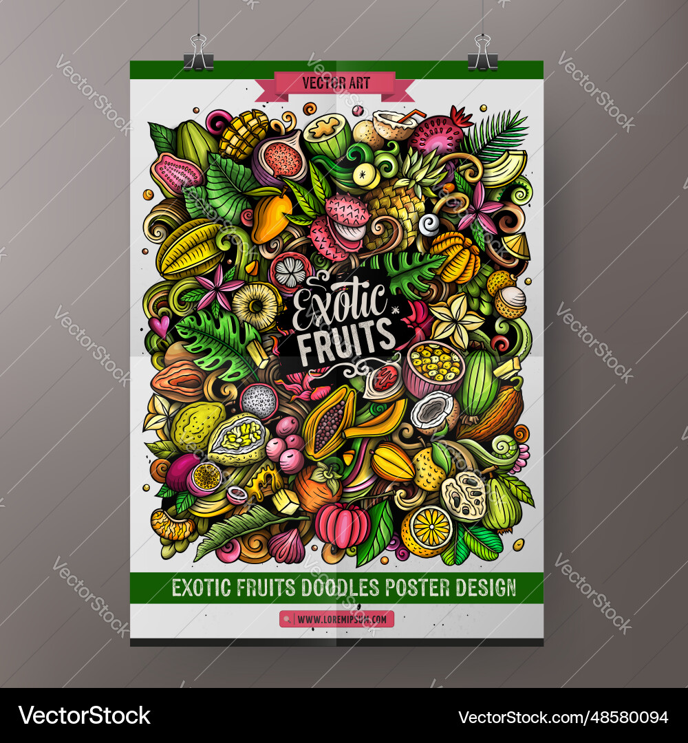 Cartoon doodle exotische Früchte Poster Cartoon doodle exotische Früchte Poster vektorbild