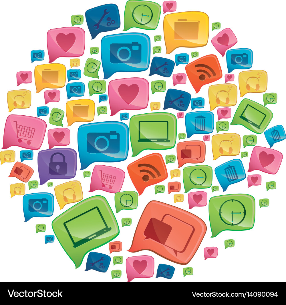 Circular shape colorful pattern formed by dialogue vector image
